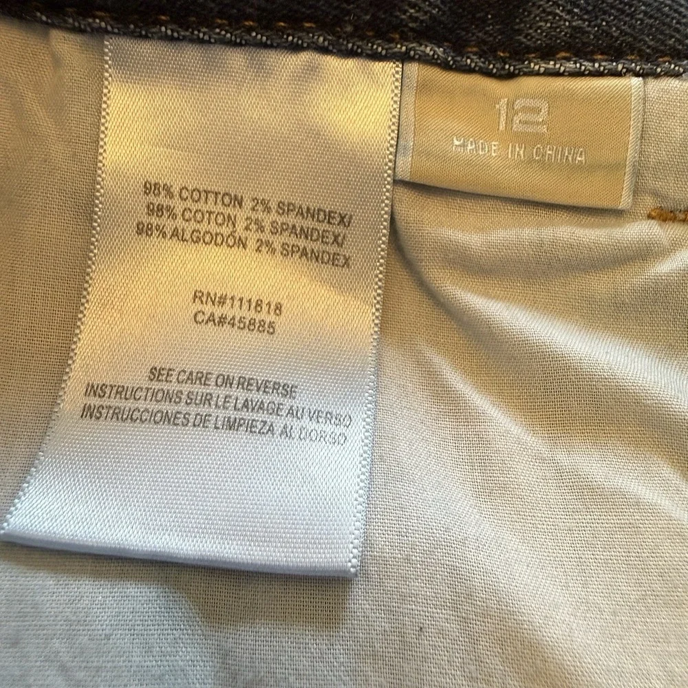 Michael Kors‎ Womens Bootcut Stretch Jeans Dark Wash Embroidered Pockets Size 12